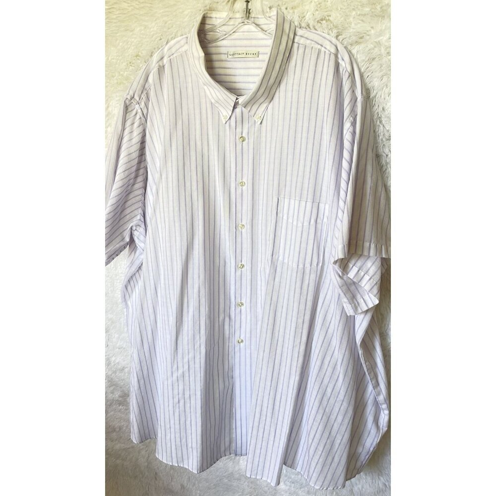 Geoffrey Beene Men's 22 Short Sleeve Shirt White Purple Striped